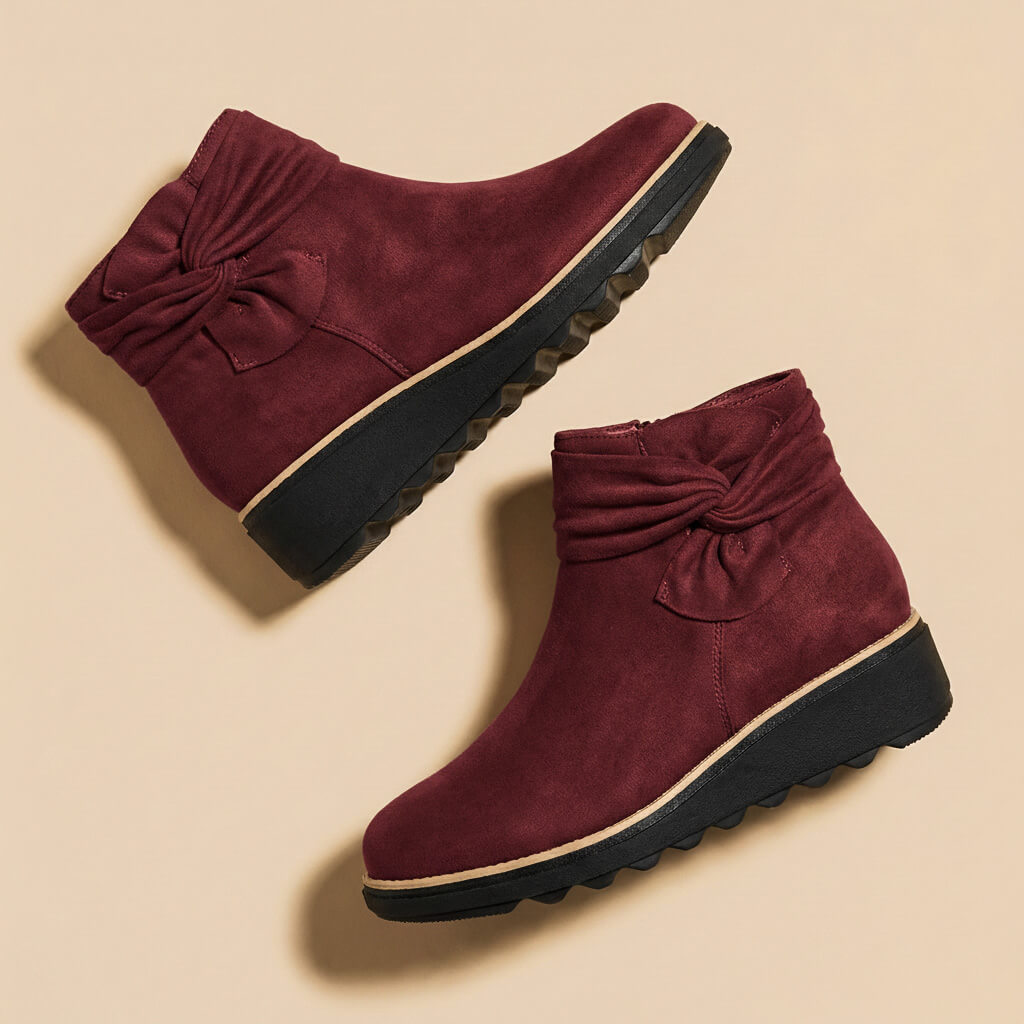 Soft Suede Ankle Boots with Bows