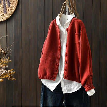 Women's Oversized Knit Cardigan With Pockets