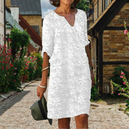 Elegant Floral Print Mid Length Lady Dress - VibreMode