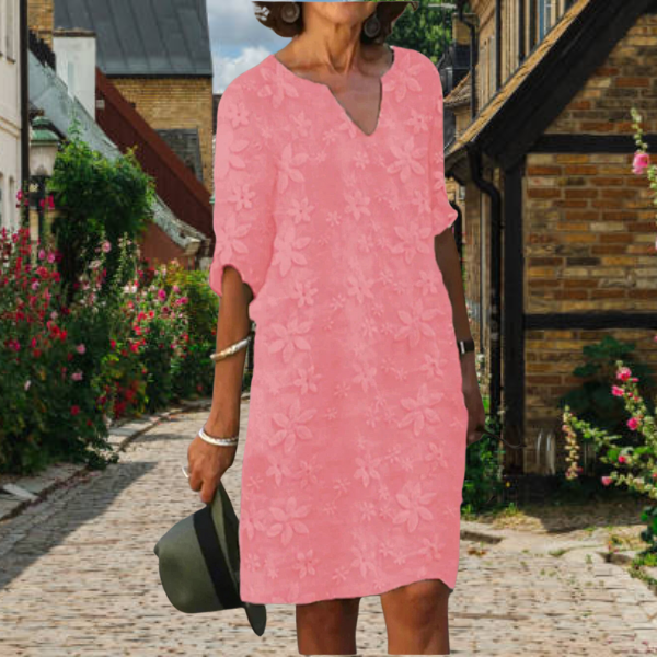 Elegant Floral Print Mid Length Lady Dress