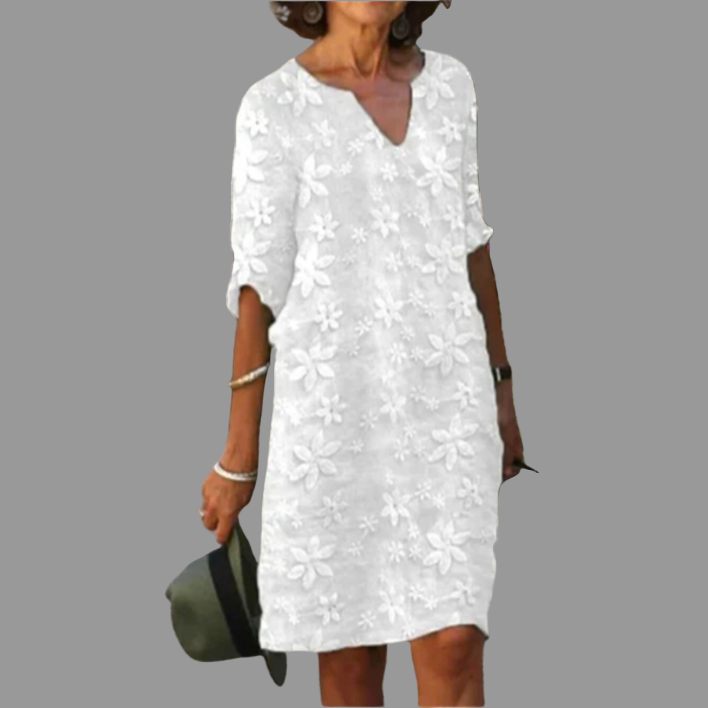 Women's Floral Midi Dress Modern Style - VibreMode