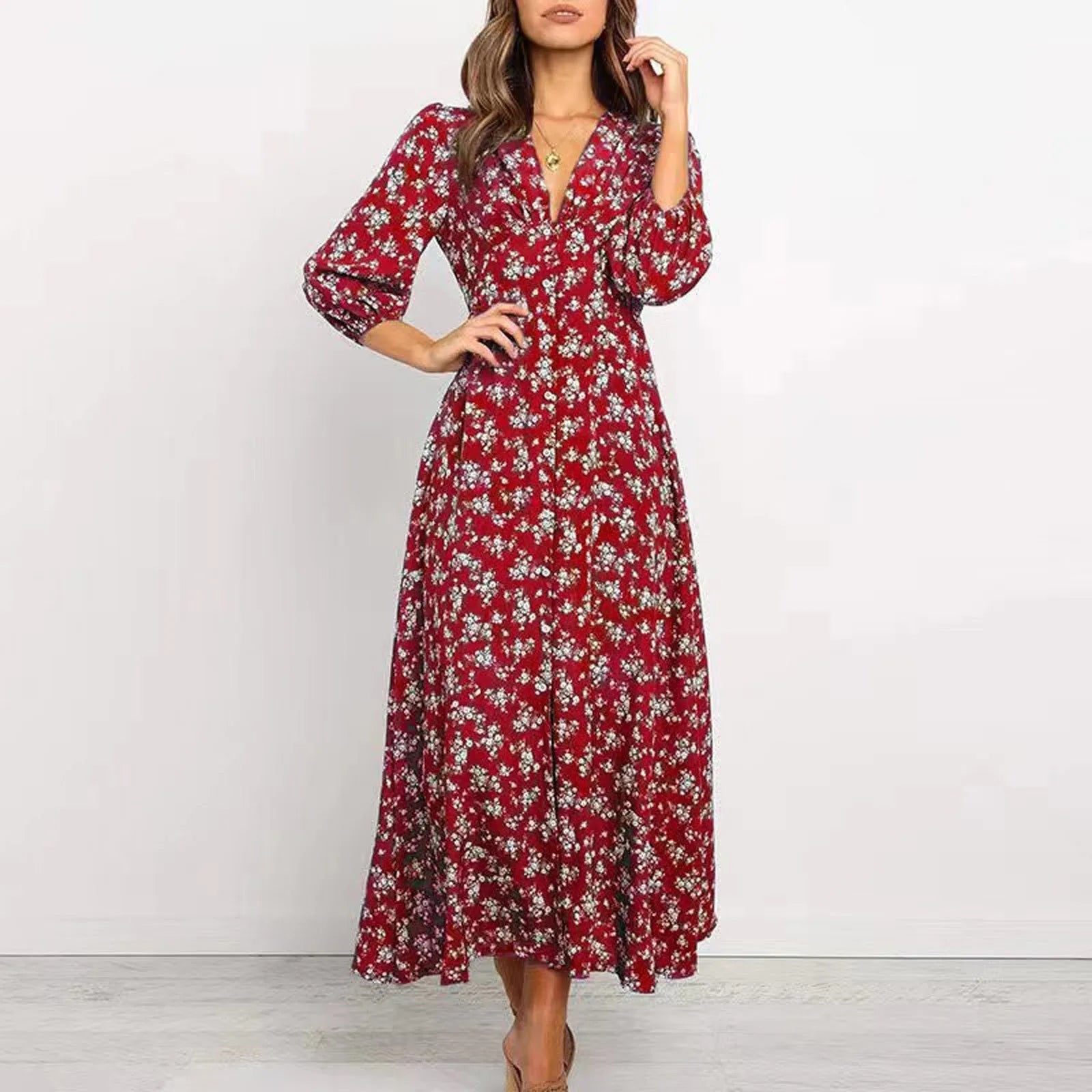 Image of Regina | Women's Long Sleeve Floral Maxi Dress