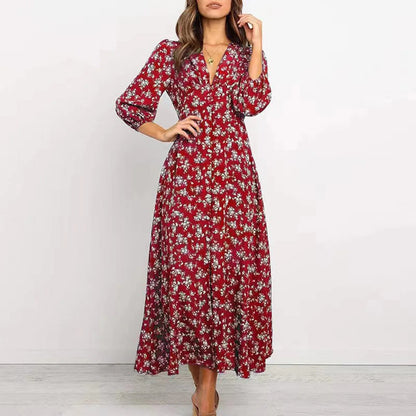 Image of Regina | Women's Long Sleeve Floral Maxi Dress