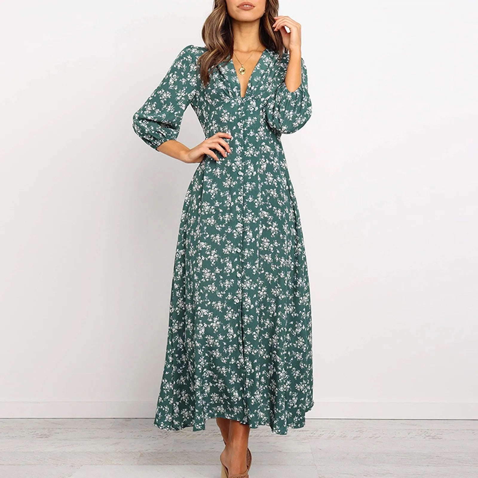Image of Regina | Women's Long Sleeve Floral Maxi Dress