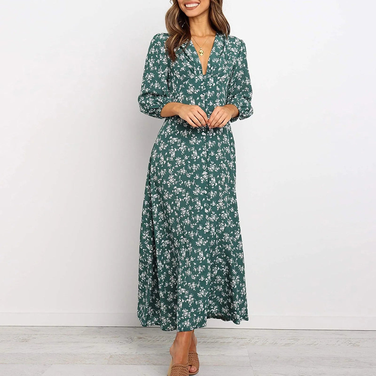 Image of Regina | Women's Long Sleeve Floral Maxi Dress