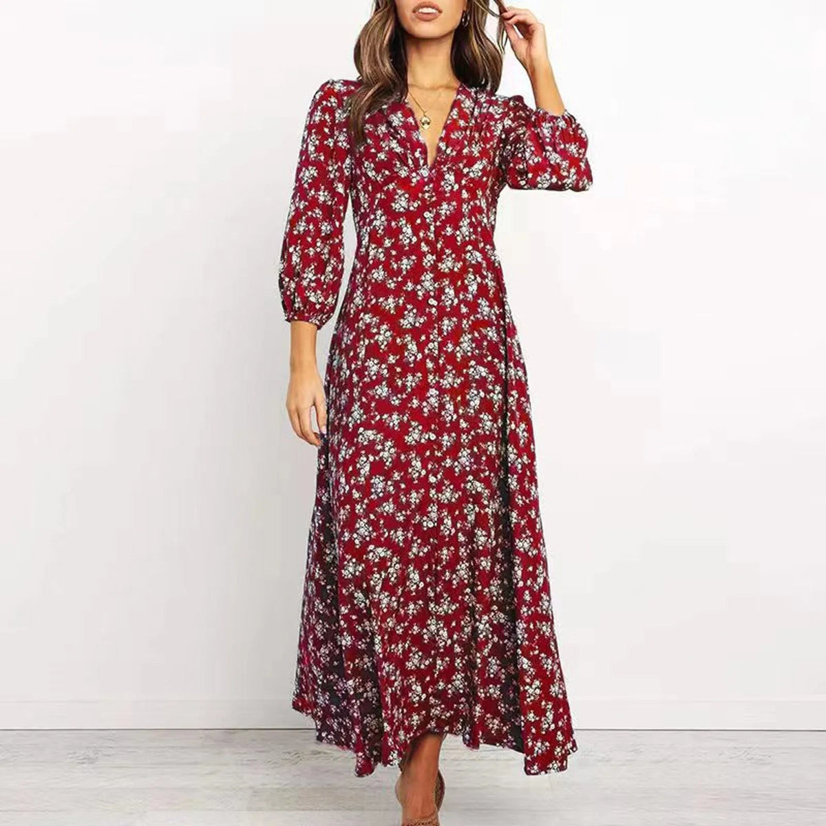 Image of Regina | Women's Long Sleeve Floral Maxi Dress