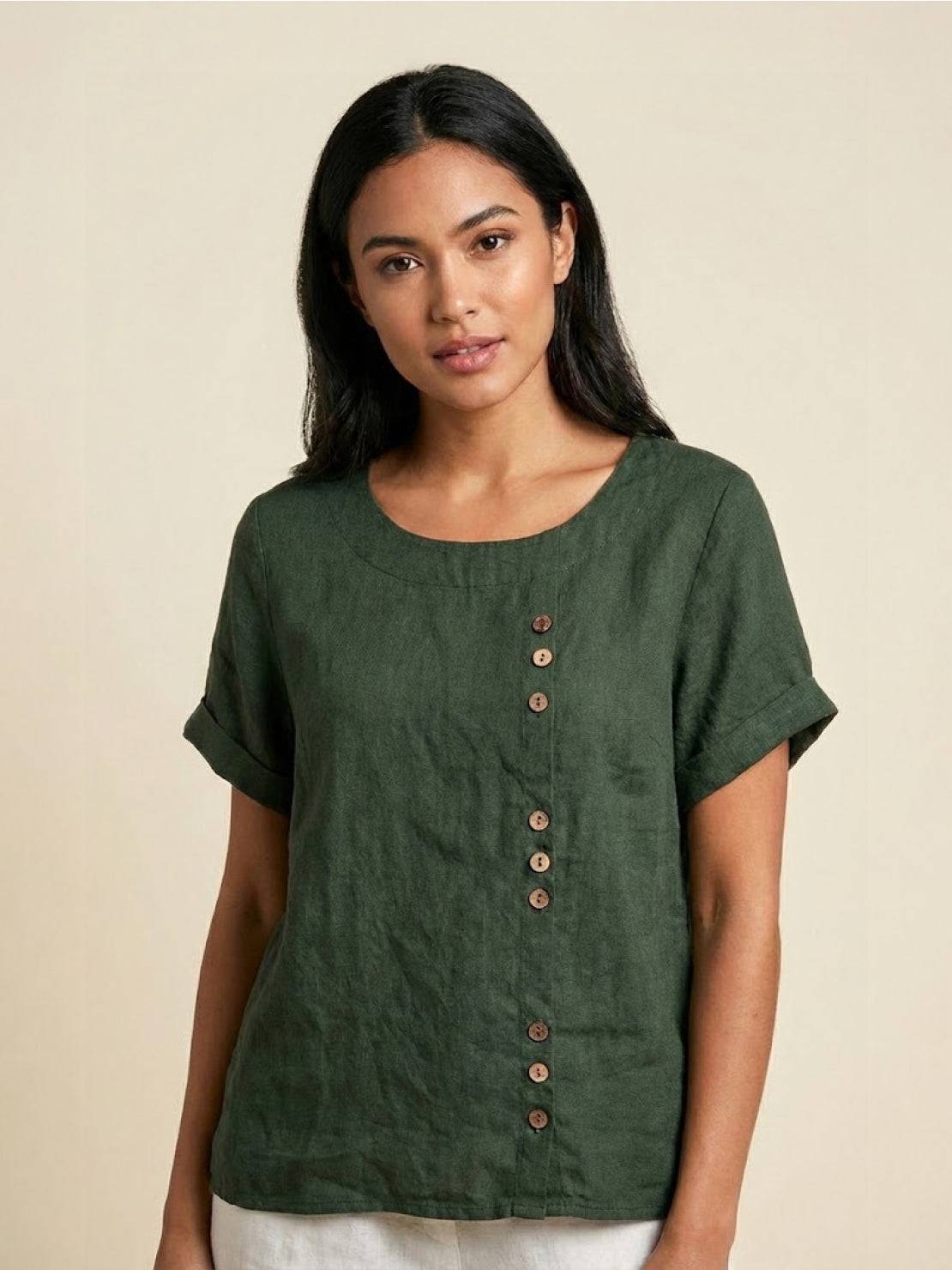 Relaxed Fit Women's Short Sleeve Blouse - VibreMode