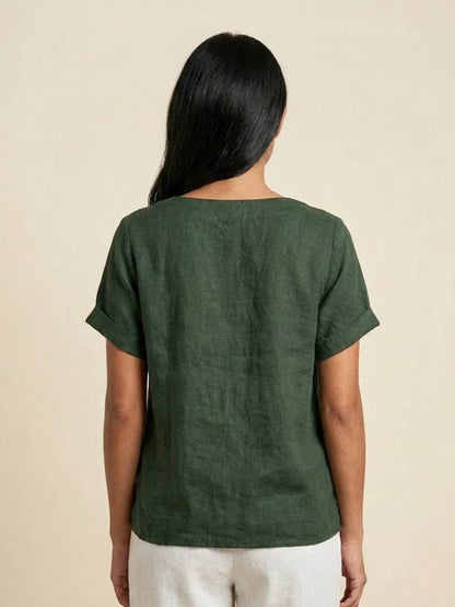 Relaxed Fit Women's Short Sleeve Blouse