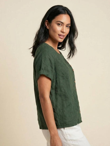 Relaxed Fit Women's Short Sleeve Blouse
