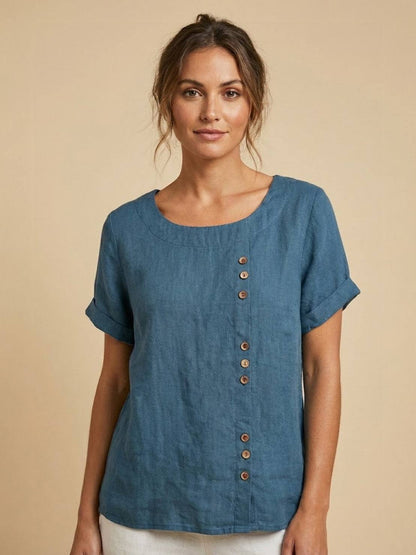 Relaxed Fit Women's Short Sleeve Blouse