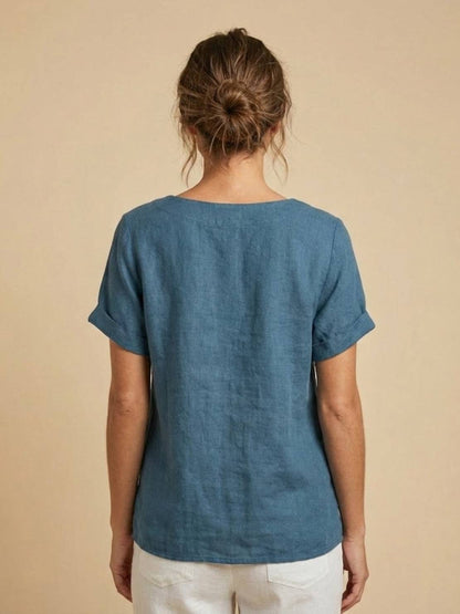 Relaxed Fit Women's Short Sleeve Blouse