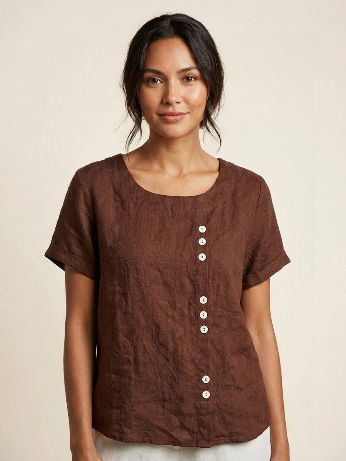 Relaxed Fit Women's Short Sleeve Blouse