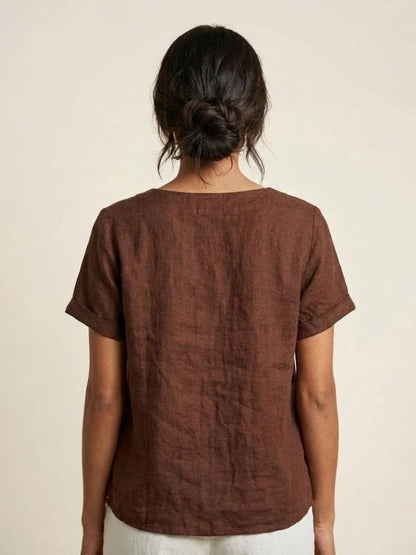 Relaxed Fit Women's Short Sleeve Blouse