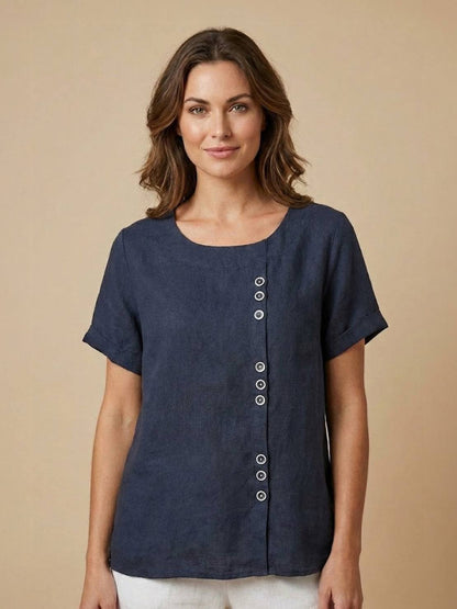 Relaxed Fit Women's Short Sleeve Blouse