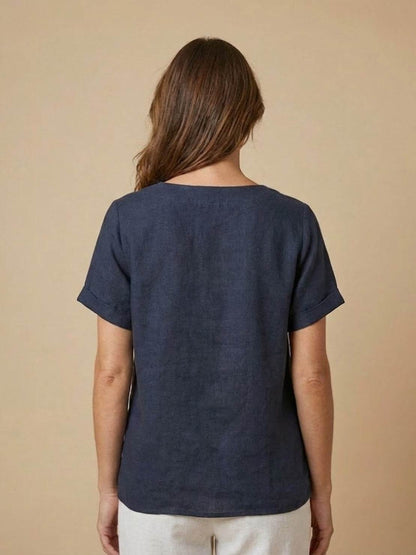 Relaxed Fit Women's Short Sleeve Blouse