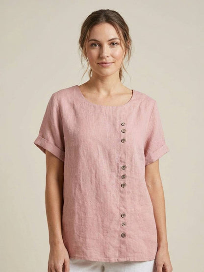 Relaxed Fit Women's Short Sleeve Blouse