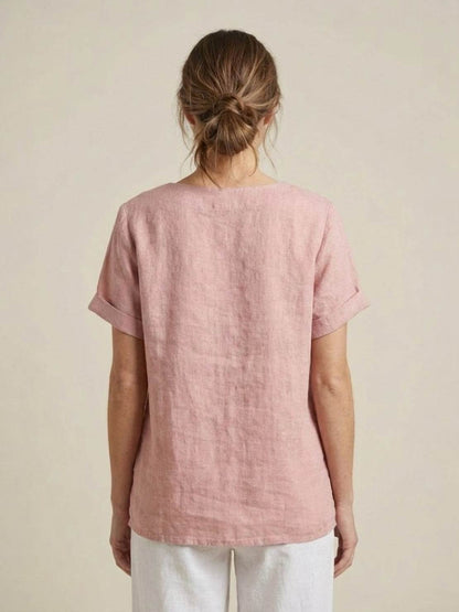 Relaxed Fit Women's Short Sleeve Blouse