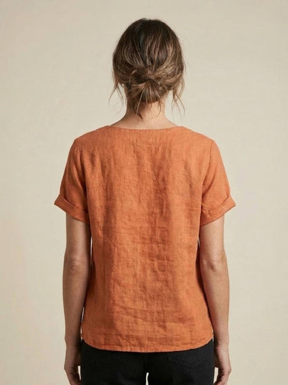 Relaxed Fit Women's Short Sleeve Blouse