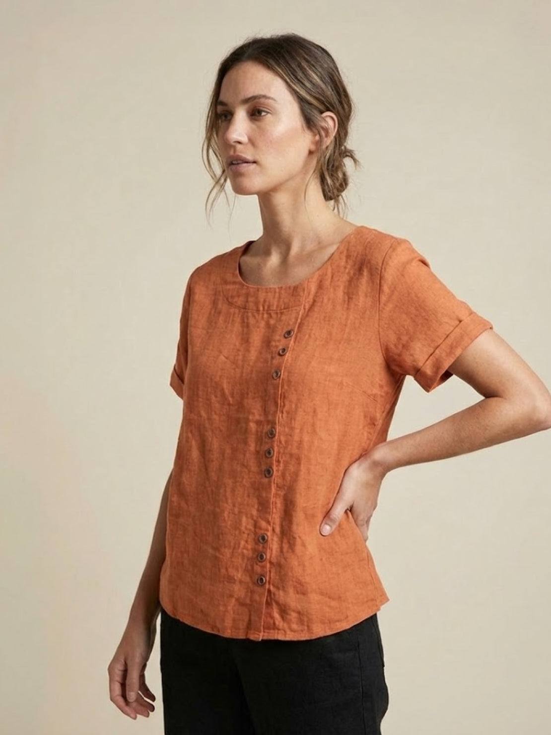 Relaxed Fit Women's Short Sleeve Blouse