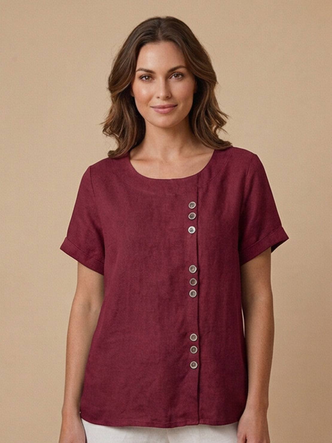 Relaxed Fit Women's Short Sleeve Blouse