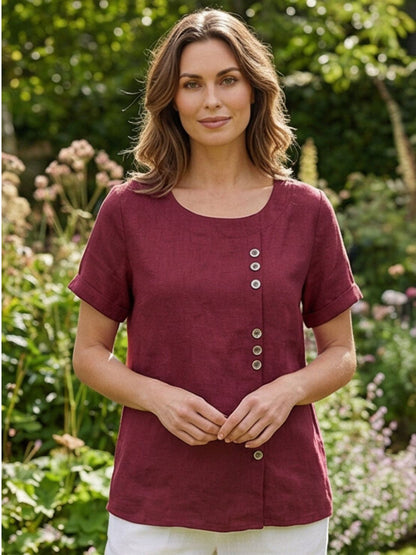 Relaxed Fit Women's Short Sleeve Blouse