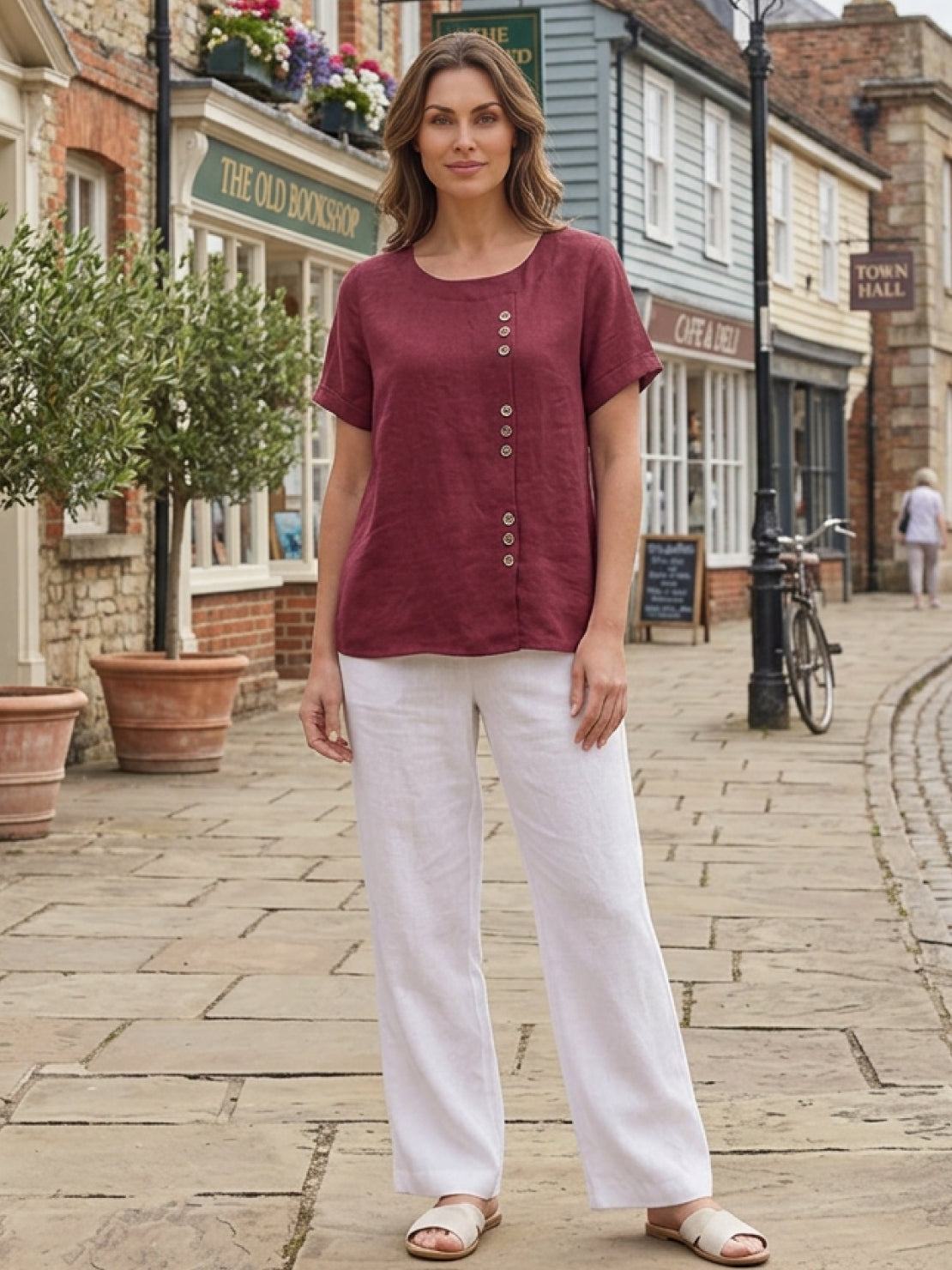 Women's Short Sleeve Casual Scoop Neck Cotton White