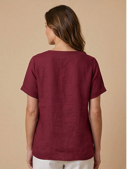 Relaxed Fit Women's Short Sleeve Blouse