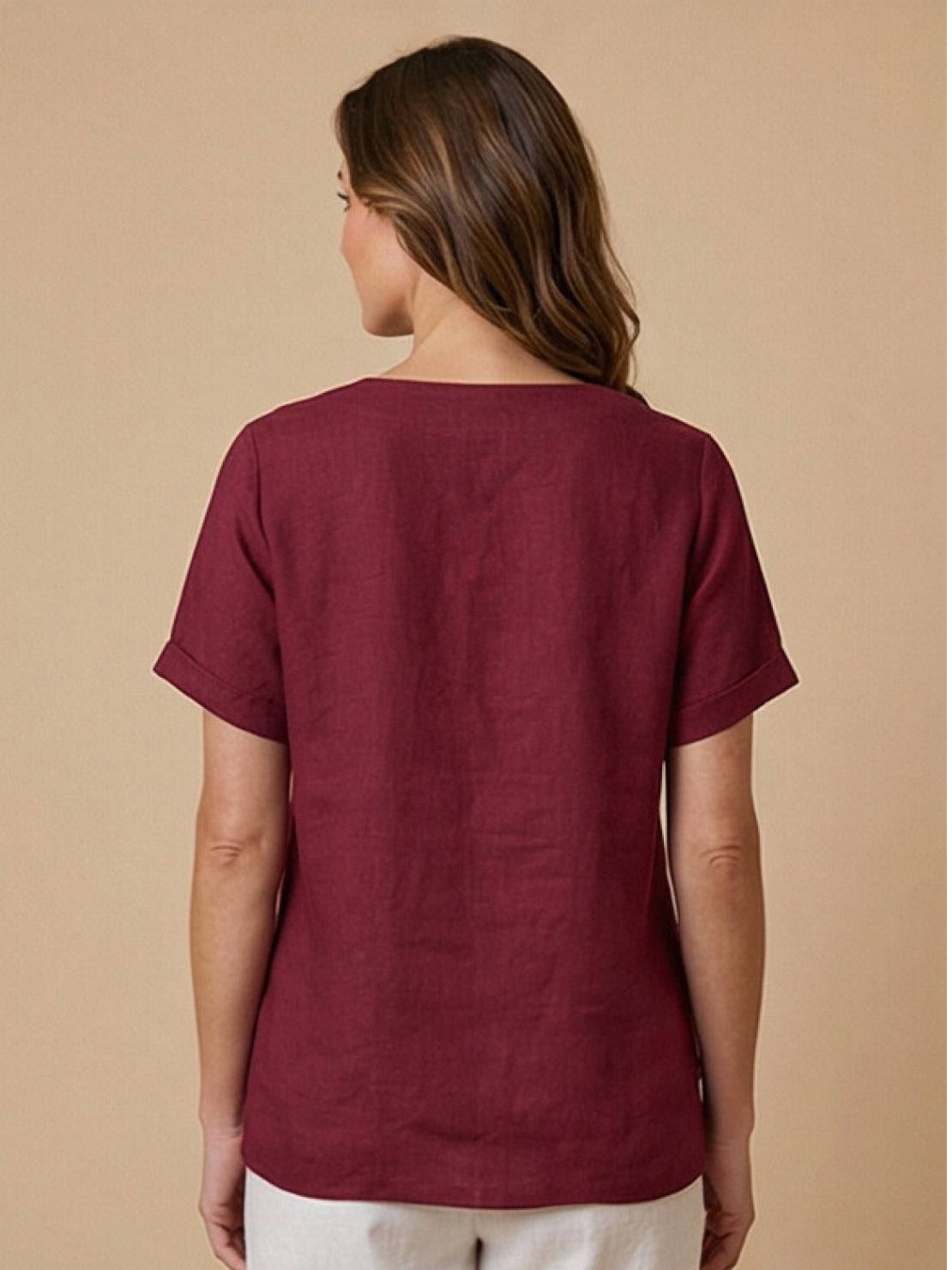 Women's Short Sleeve Casual Scoop Neck Cotton White