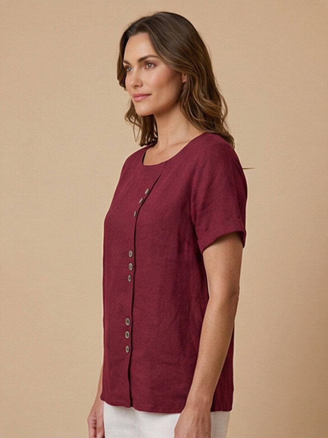 Relaxed Fit Women's Short Sleeve Blouse