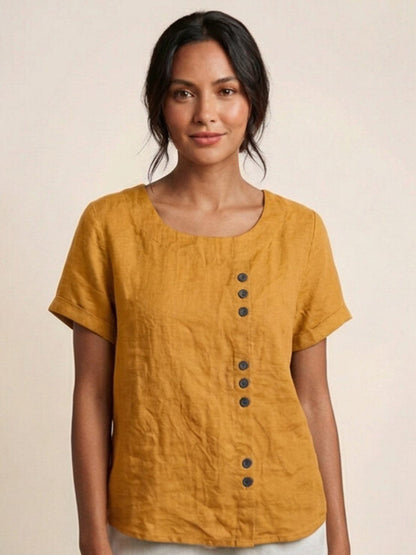 Relaxed Fit Women's Short Sleeve Blouse