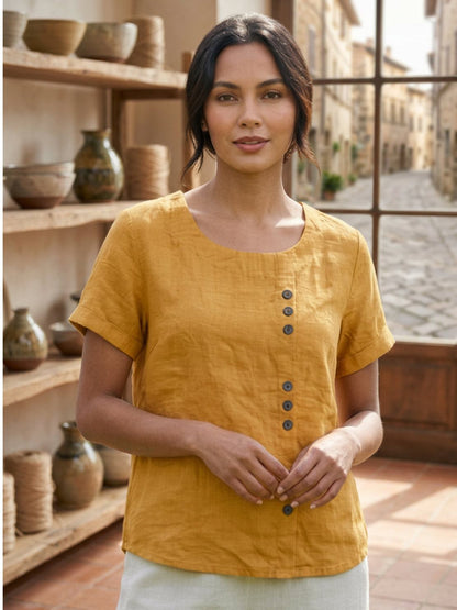 Relaxed Fit Women's Short Sleeve Blouse