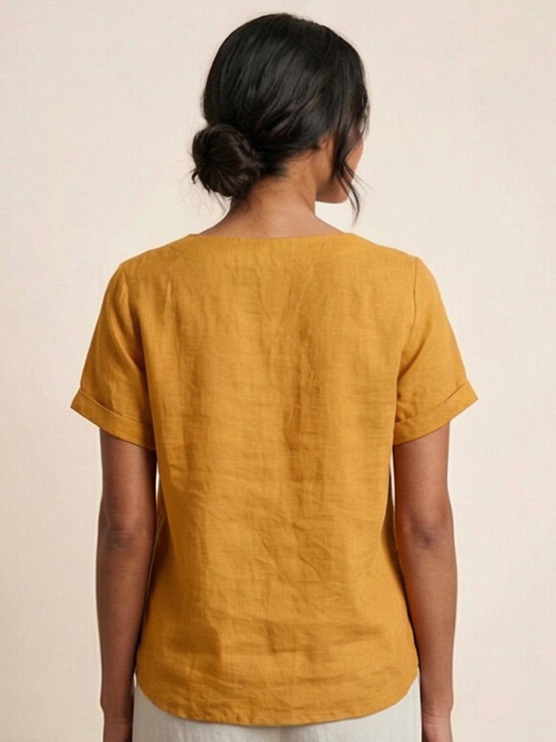 Women's Short Sleeve Casual Scoop Neck Cotton White
