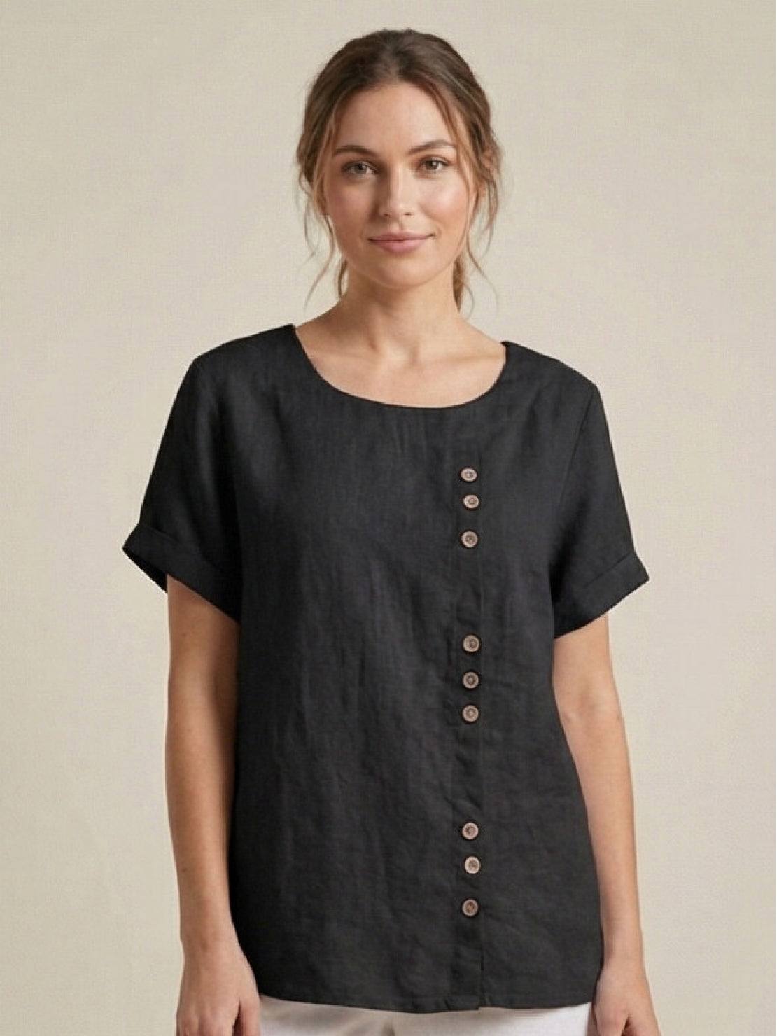 Relaxed Fit Women's Short Sleeve Blouse