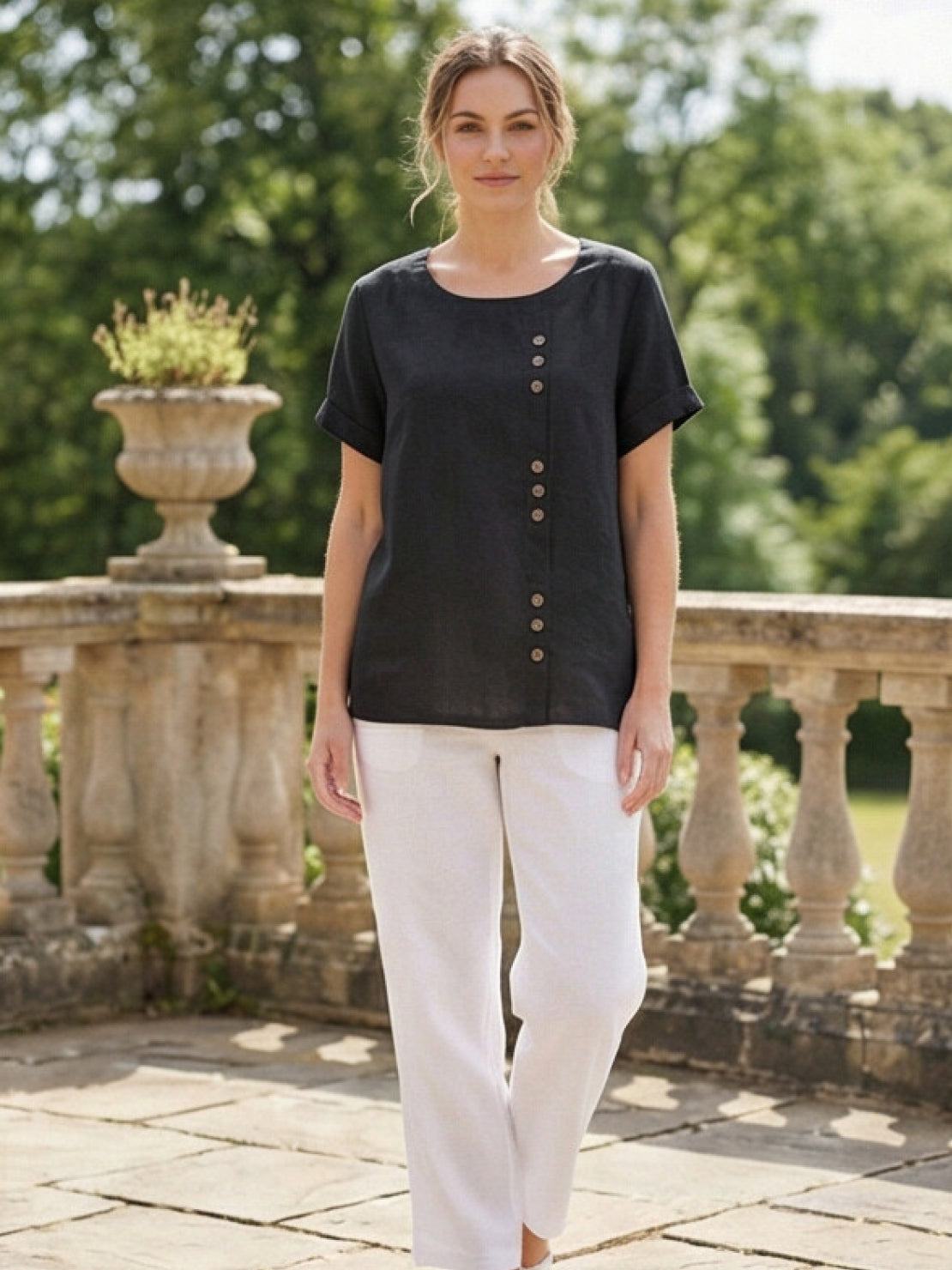Relaxed Fit Women's Short Sleeve Blouse