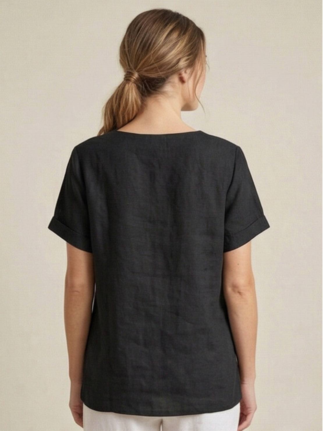 Relaxed Fit Women's Short Sleeve Blouse