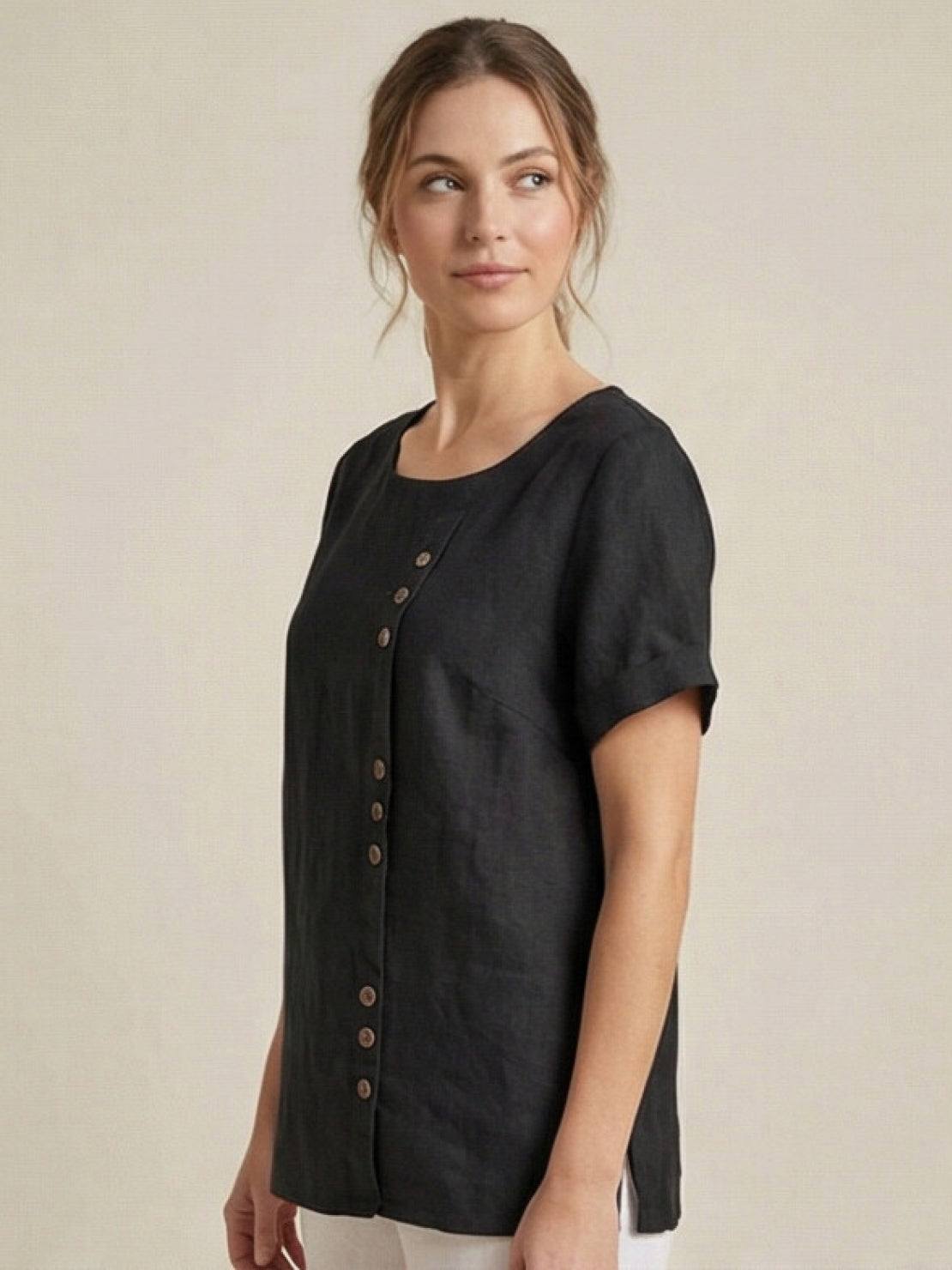 Relaxed Fit Women's Short Sleeve Blouse