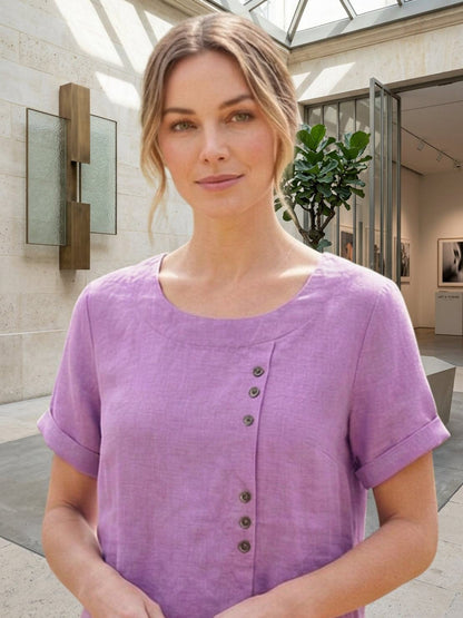 Relaxed Fit Women's Short Sleeve Blouse