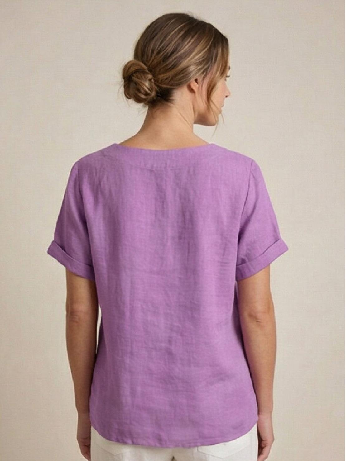 Relaxed Fit Women's Short Sleeve Blouse