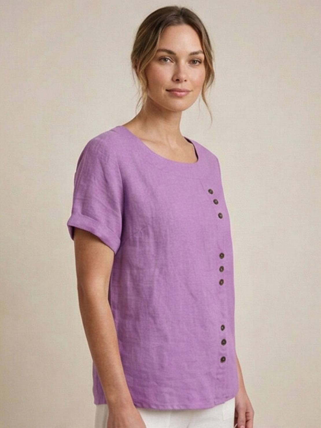 Relaxed Fit Women's Short Sleeve Blouse