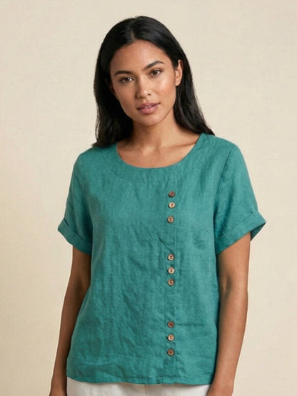 Relaxed Fit Women's Short Sleeve Blouse