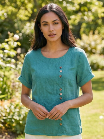 Relaxed Fit Women's Short Sleeve Blouse