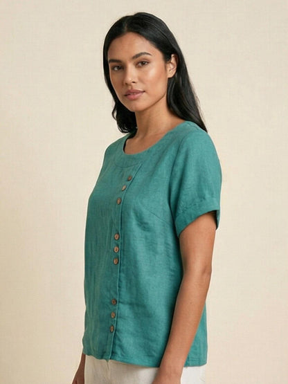 Relaxed Fit Women's Short Sleeve Blouse