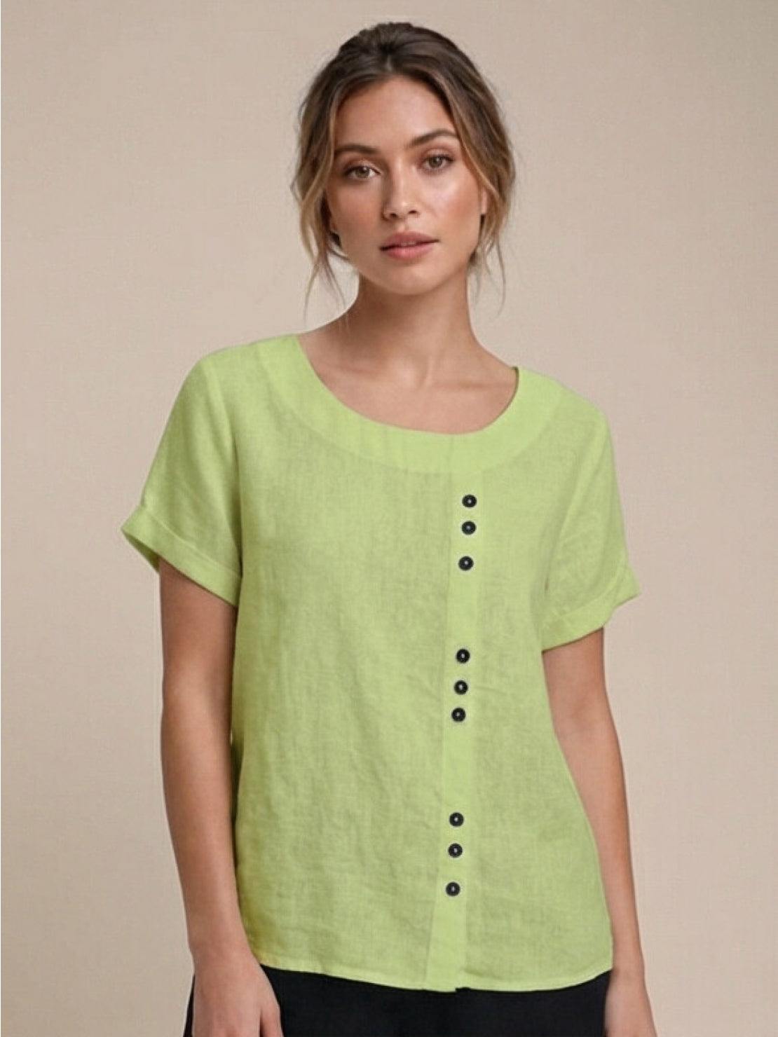 Relaxed Fit Women's Short Sleeve Blouse