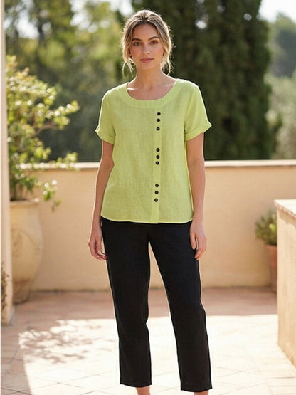 Relaxed Fit Women's Short Sleeve Blouse