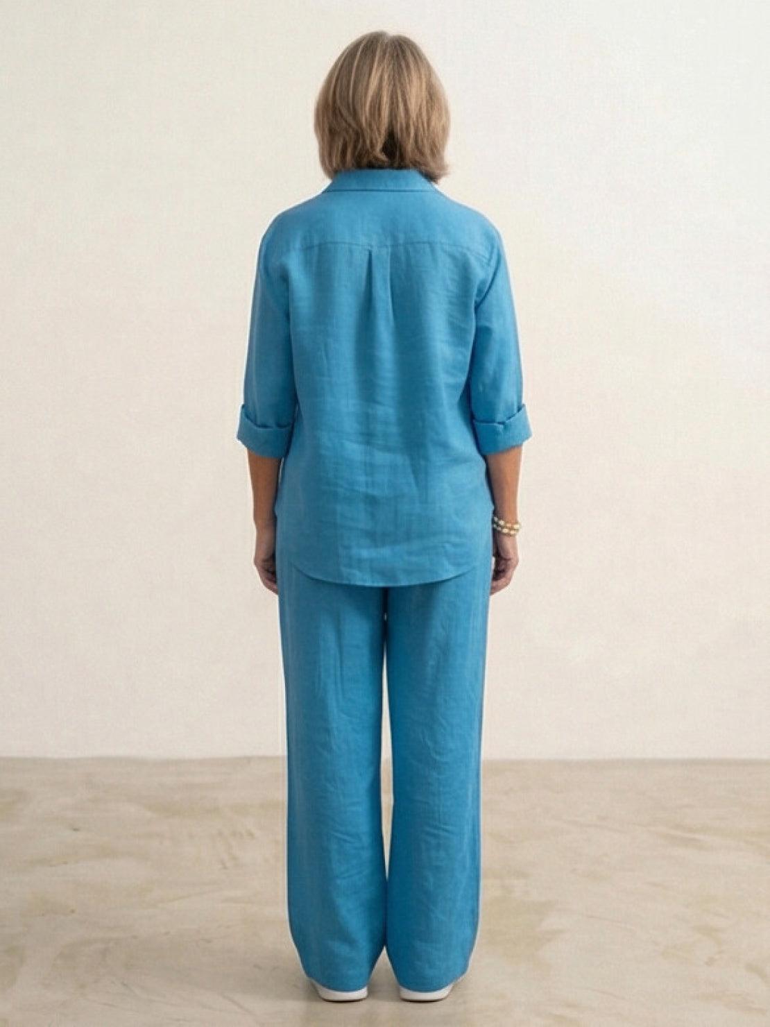 Relaxed Fit Women's Button-Down Shirt Pants Set