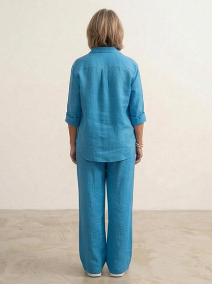 Vivian Women's Button-Down Shirt And Pants Set