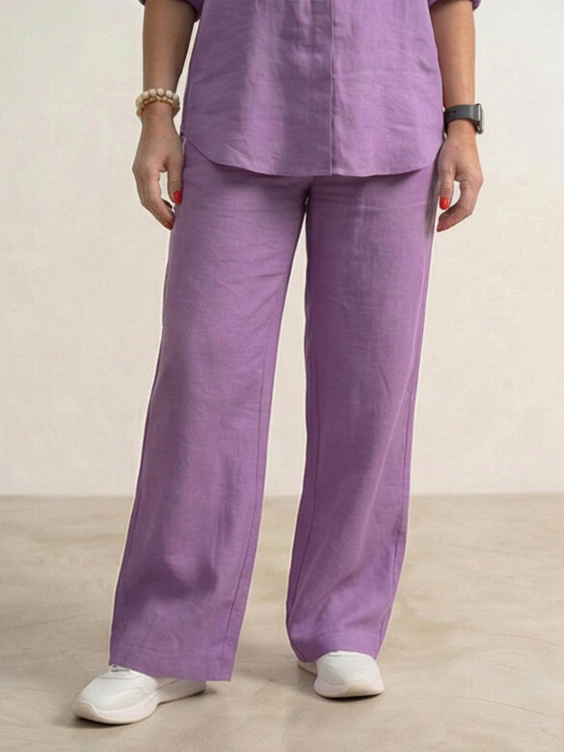 Relaxed Fit Women's Button-Down Shirt Pants Set