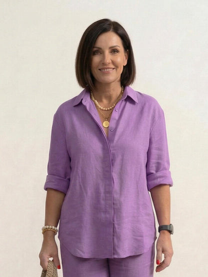 Vivian Women's Button-Down Shirt And Pants Set