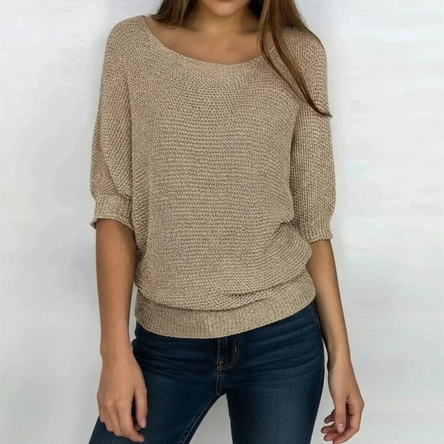 Women's Loose Knit Pullover Sweater - VibreMode