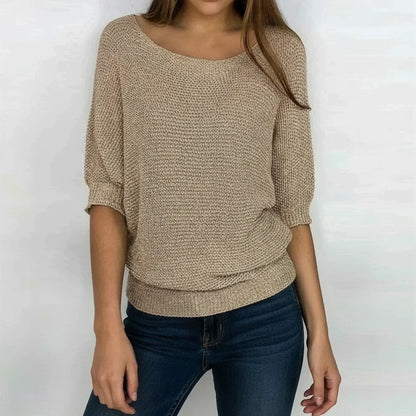 Women's Loose Knit Pullover Sweater - VibreMode
